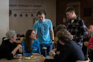 eastern maine community college students in dining hall