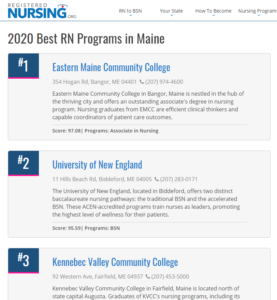 #1 nursing program in maien